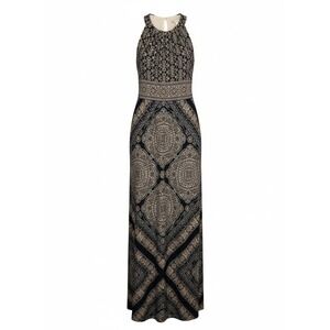 London Times Maxi Dress Geometric Print Sleeveless Halter Neck Women Size 6